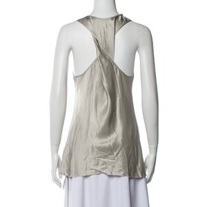 New Helmut Lang luxury Tank Top in silver grey. Raw-Edge Trim & Scoop Neck 🩶🩶